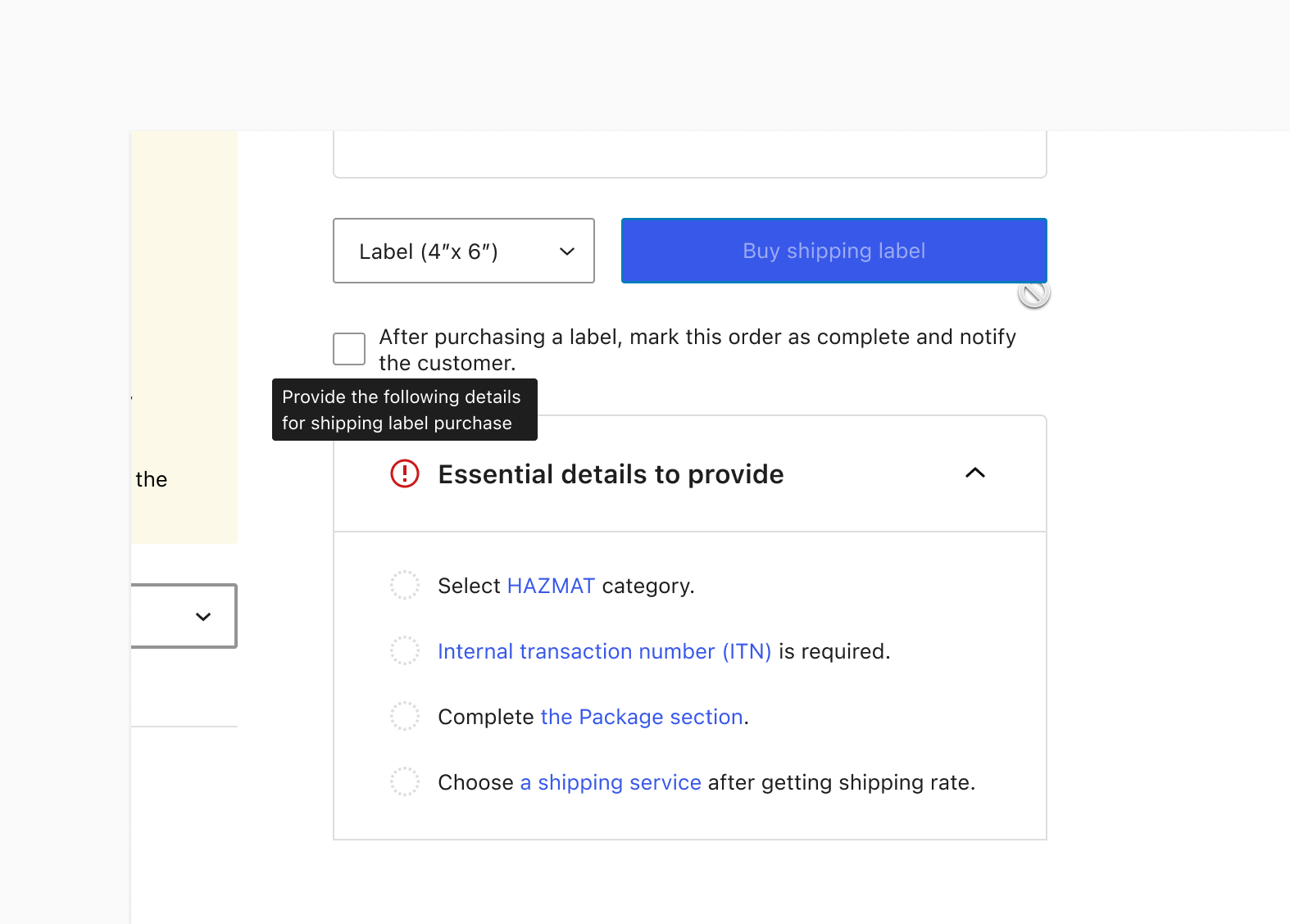 Final refined info-box for shipping label input validation