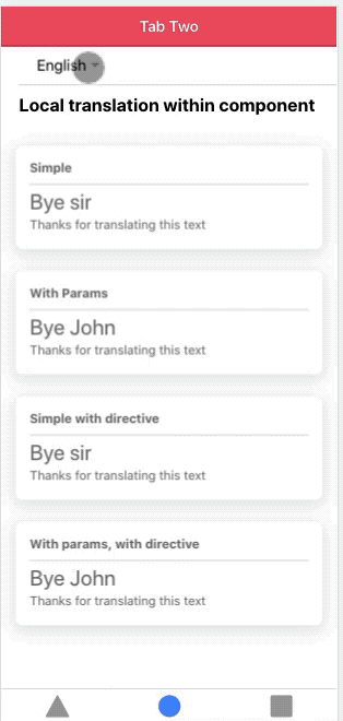 Translation in Ionic 5 apps using component level translations