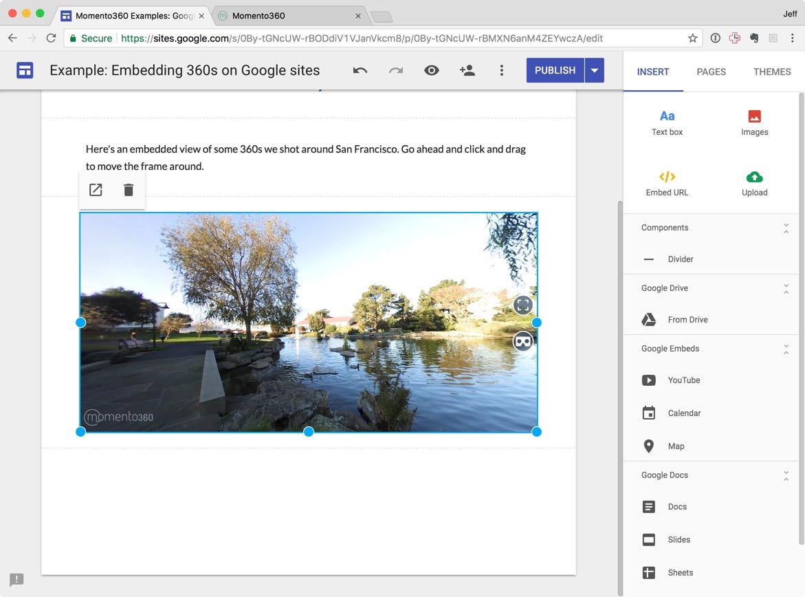 How to embed 360 photos in your Google Sites website