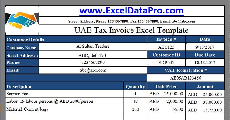 template order south africa form debit VAT UAE Fahim by Templates 7 â€“ Mohammed Excel ExcelDataPro