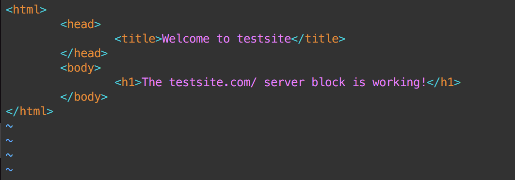 Creating Welcome to testsite page