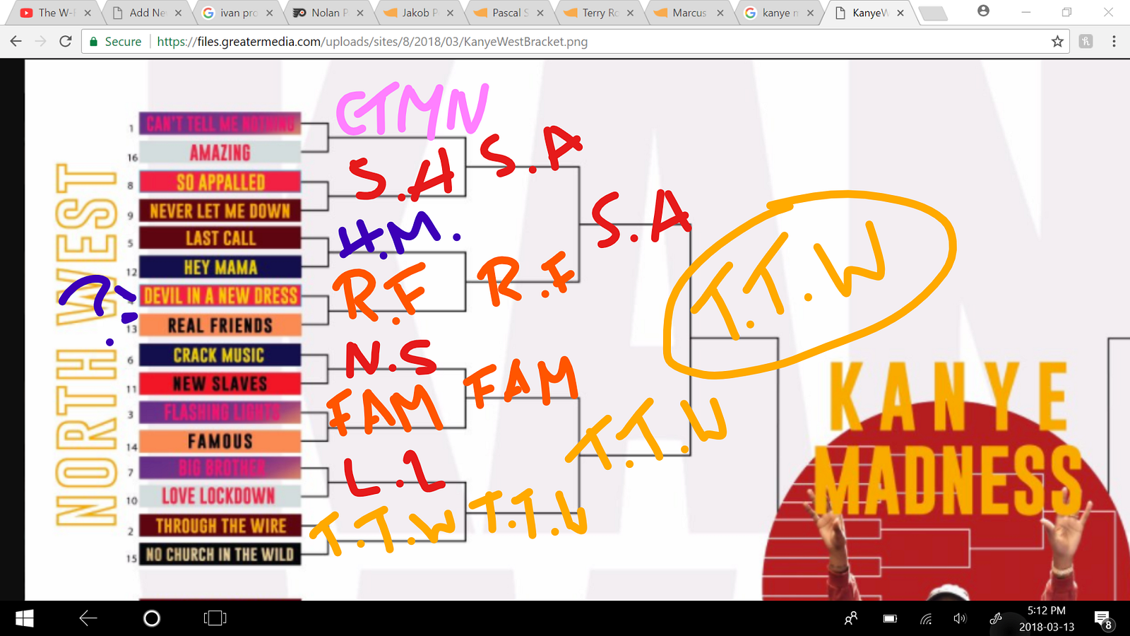 My Kanye Madness Bracket… – Jacob Russell – Medium