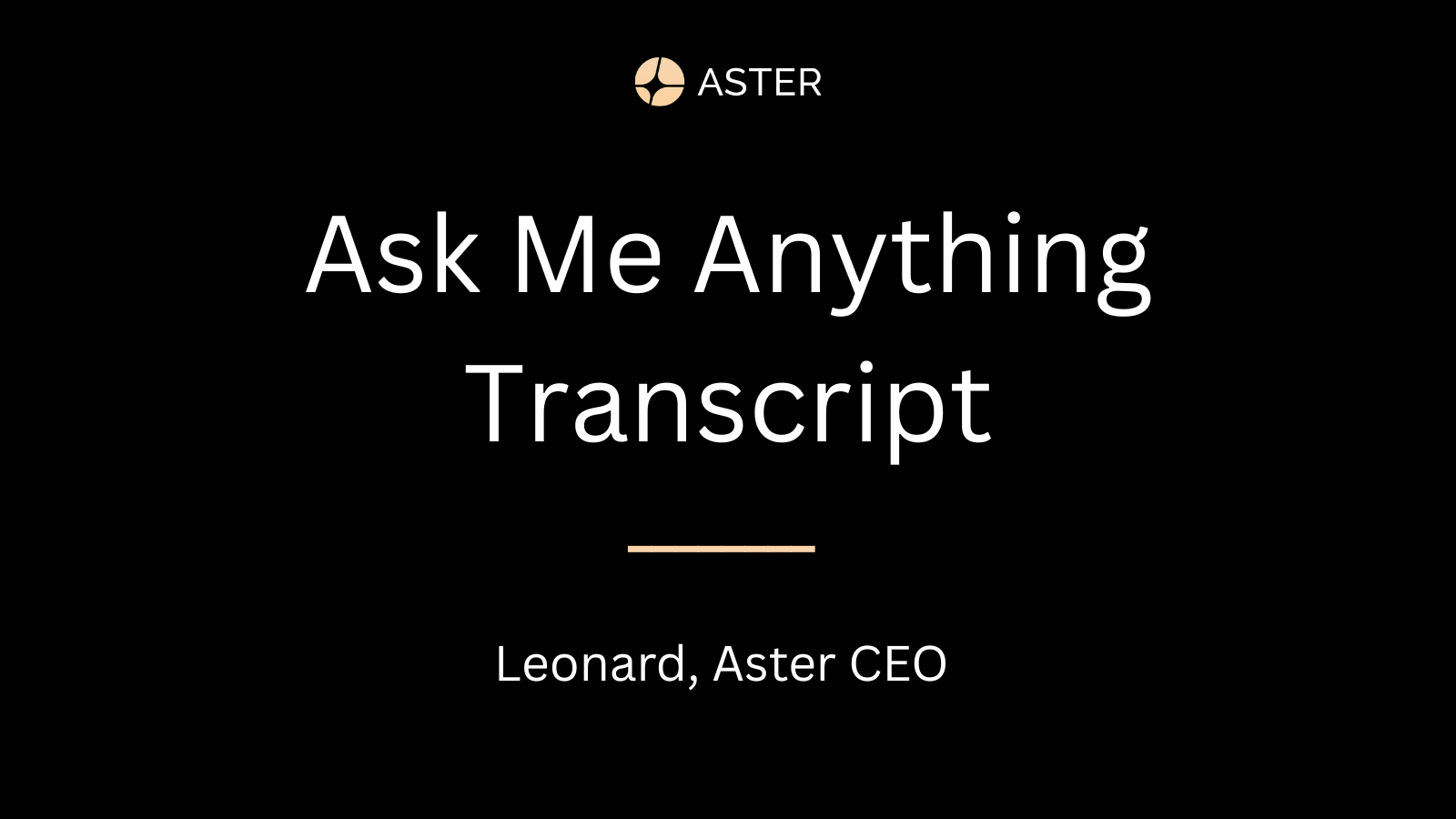 Aster Chain Launch: CEO AMA Transcript