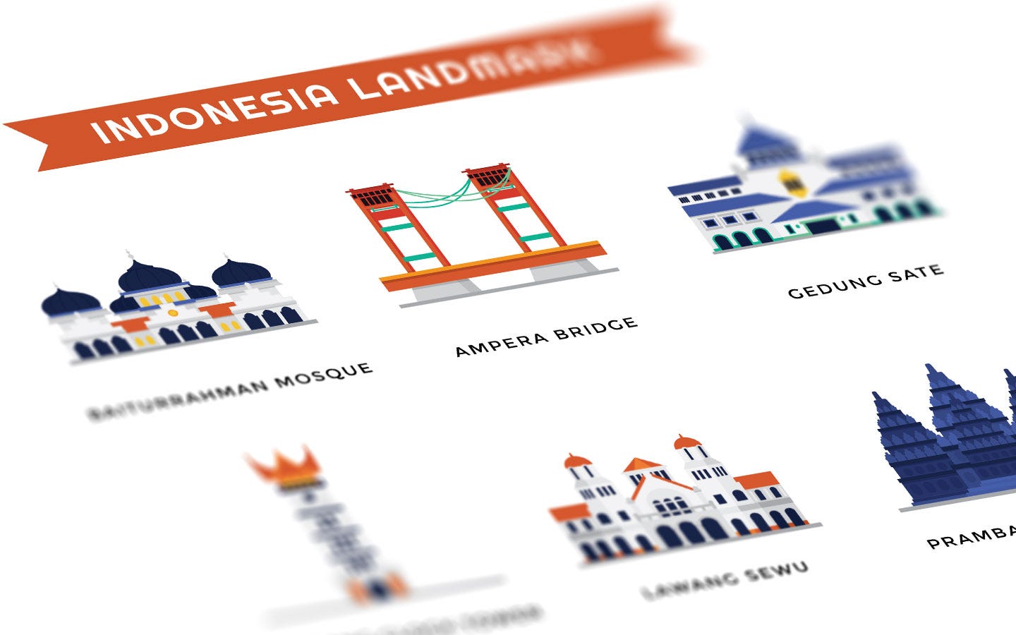 Ilustrasi Landmark di Indonesia