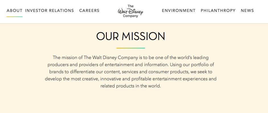 Disney Store Values and Mission Statement