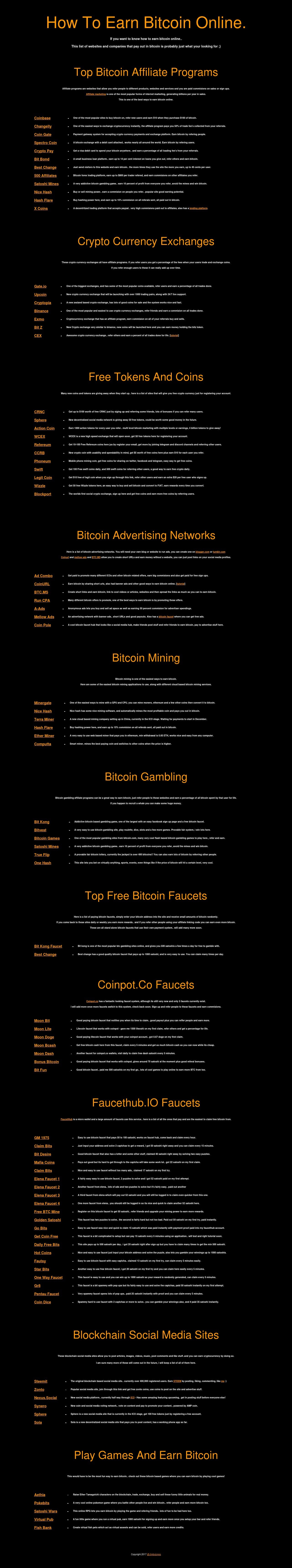 How To Earn Bitcoin Online Huge List Of Bitcoin Affiliate Programs - 