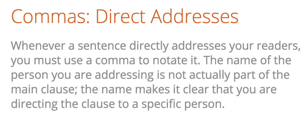 Remember The Noun Of Direct Address Rule The Writing Cooperative