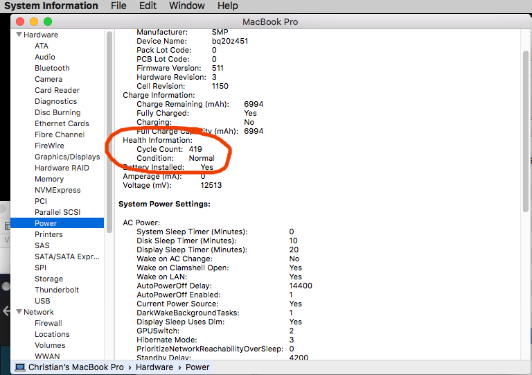 What is max cycle count for mac air mid 2012 imac