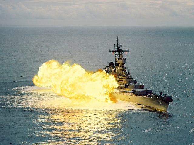 Iowa Class Battleships Fire Their Guns Civilian Military