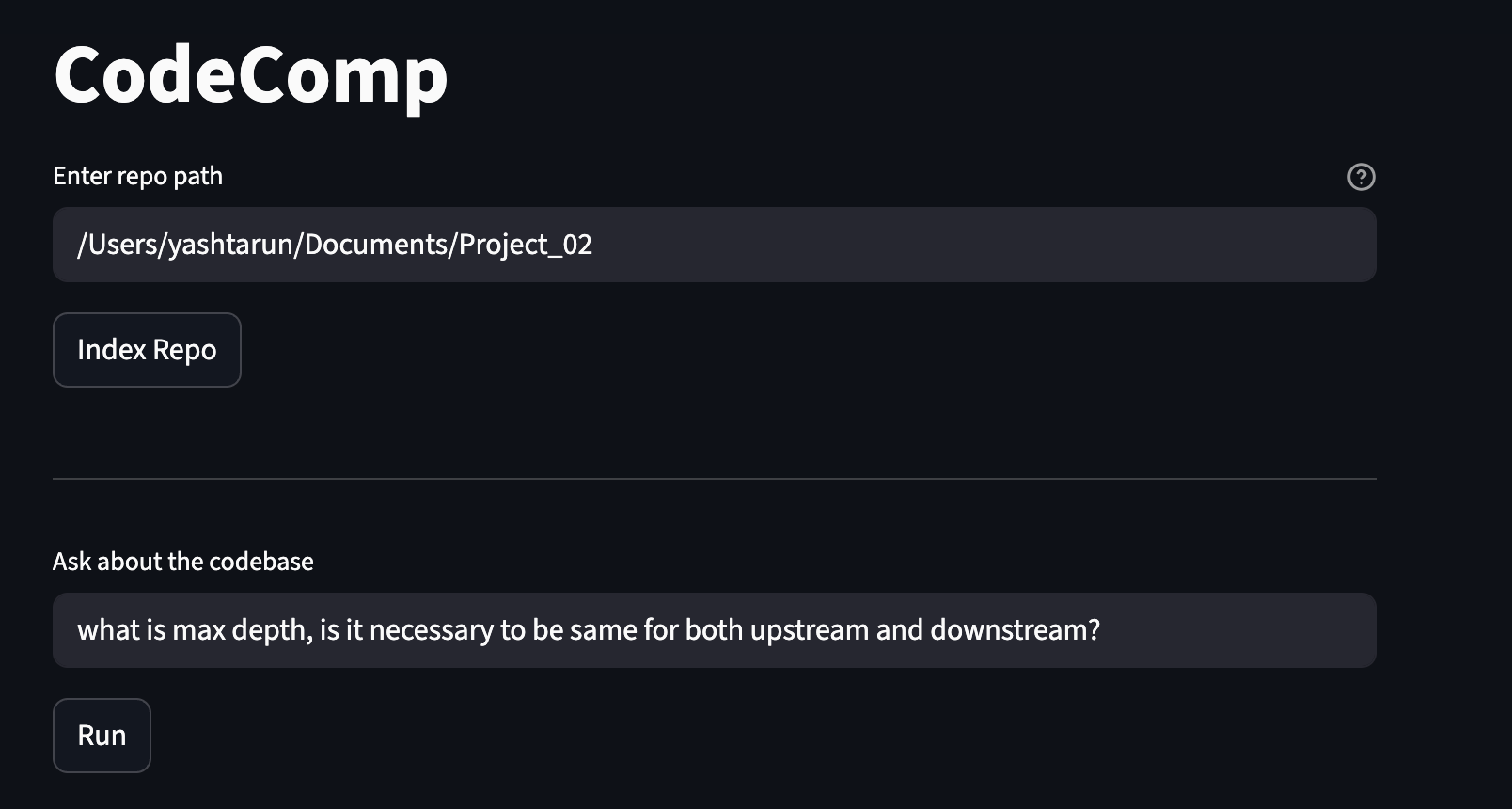 v1.CodeComp : Building a system to reason over a codebase