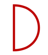 A simple D shape, with red borders