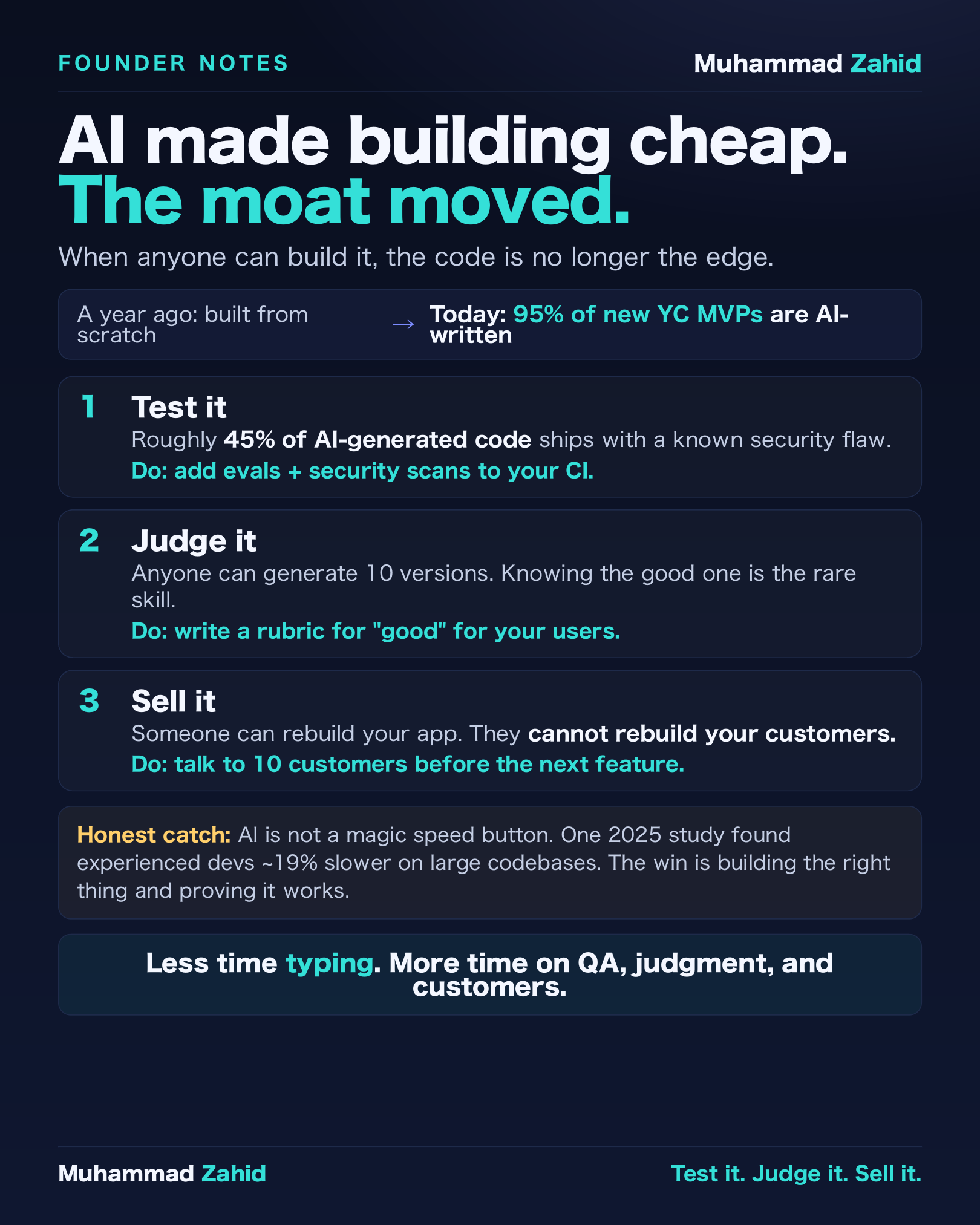 AI moat: test, judge, sell