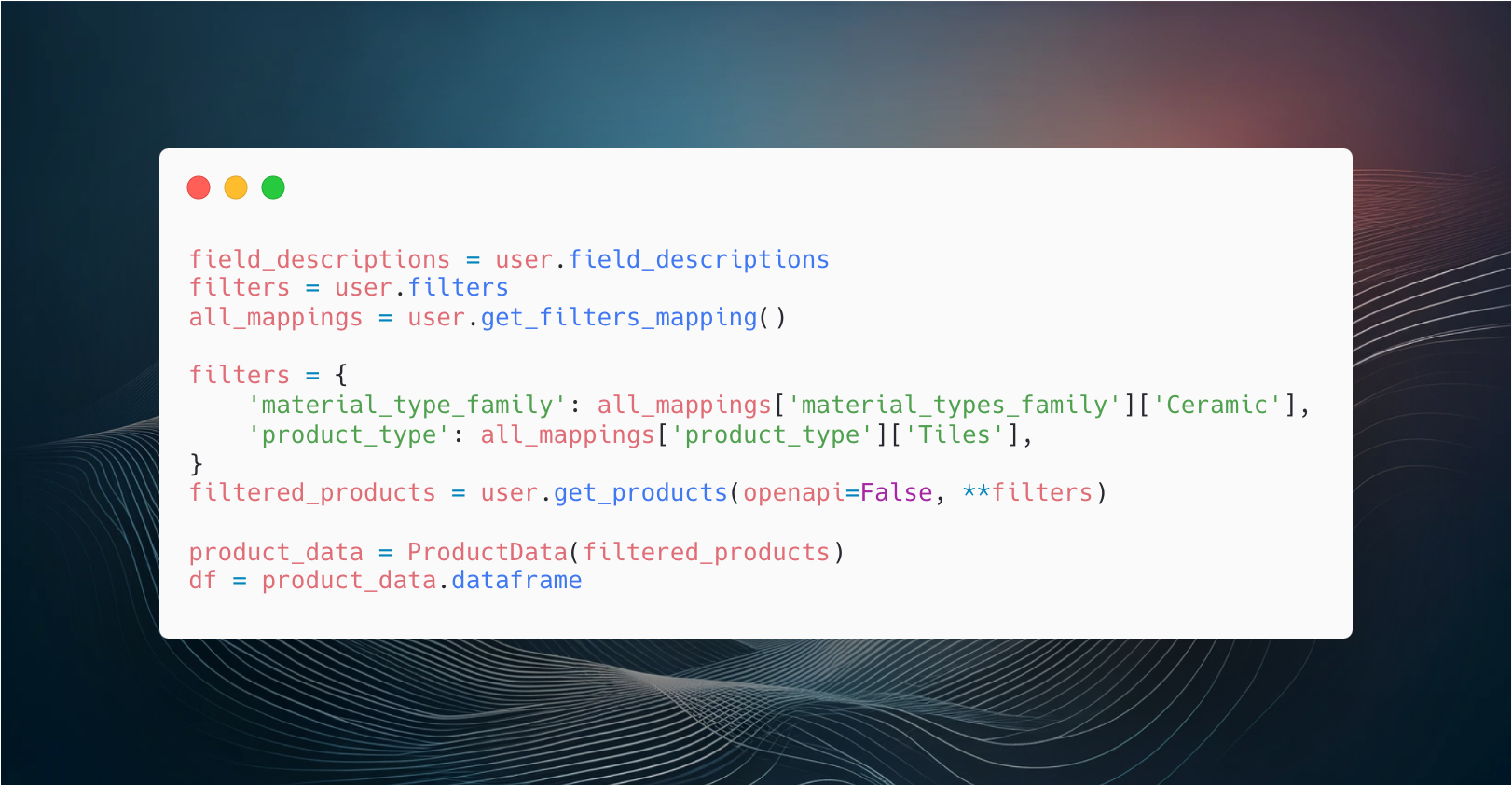 AECData Python Library Step 2— Get filters and retrieve  product data