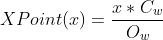 A mathematical formula which calculates the new X point by multiplying the old X point by the current frame width and dividing it by the old frame width