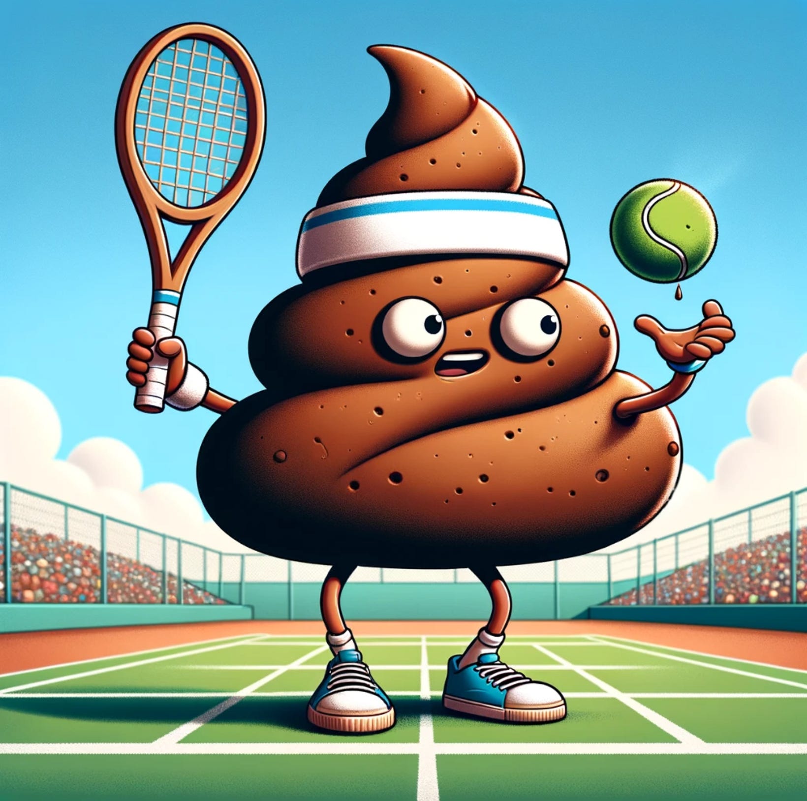 Poop #119. Meet Roger Fecalerer the poop prodigy with a stinky serve that wins matches!