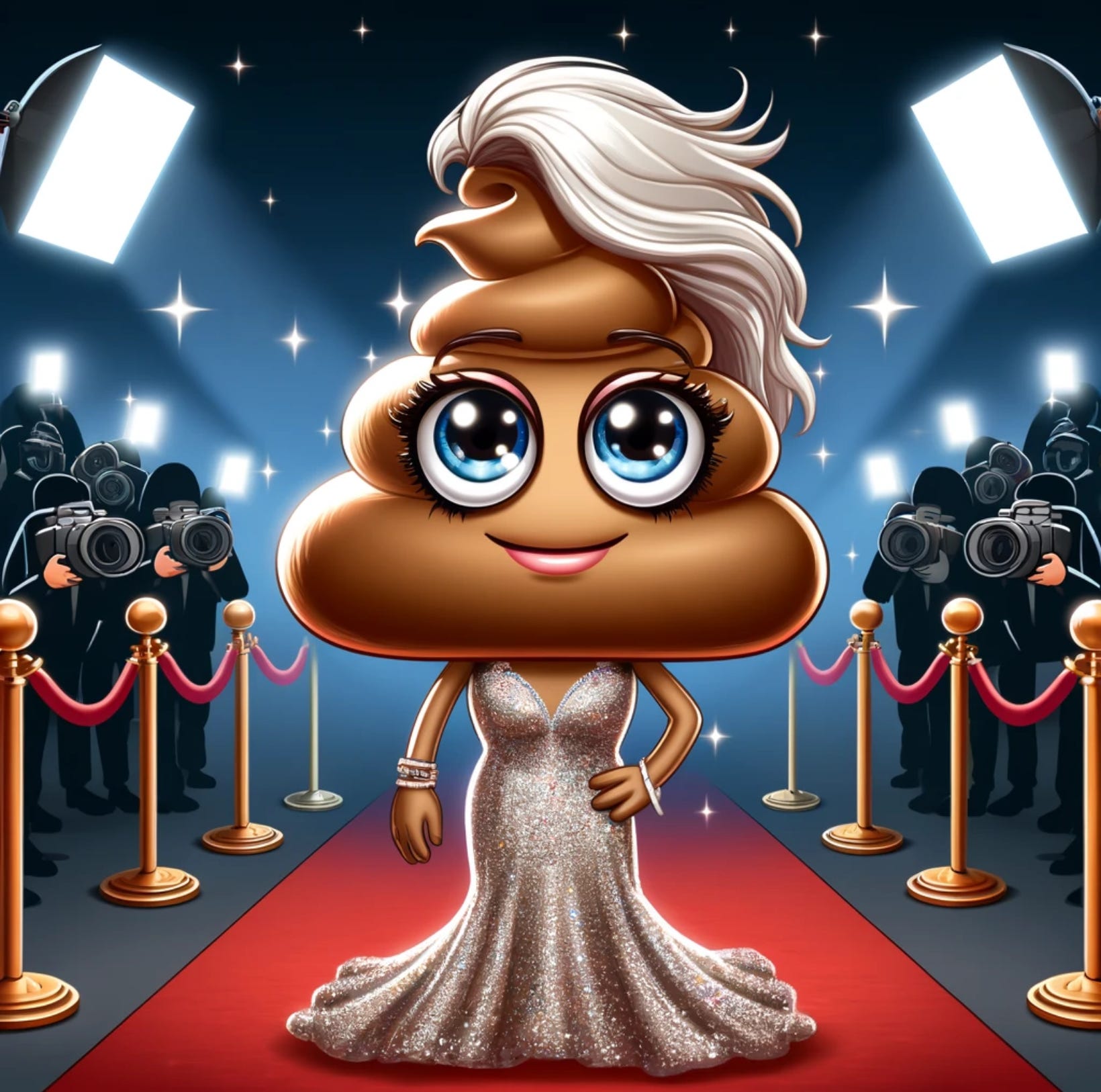 Poop #139.Scarlett Poop-hansson saves Poopville’s Glam Gala with her TP gown and creative flair!