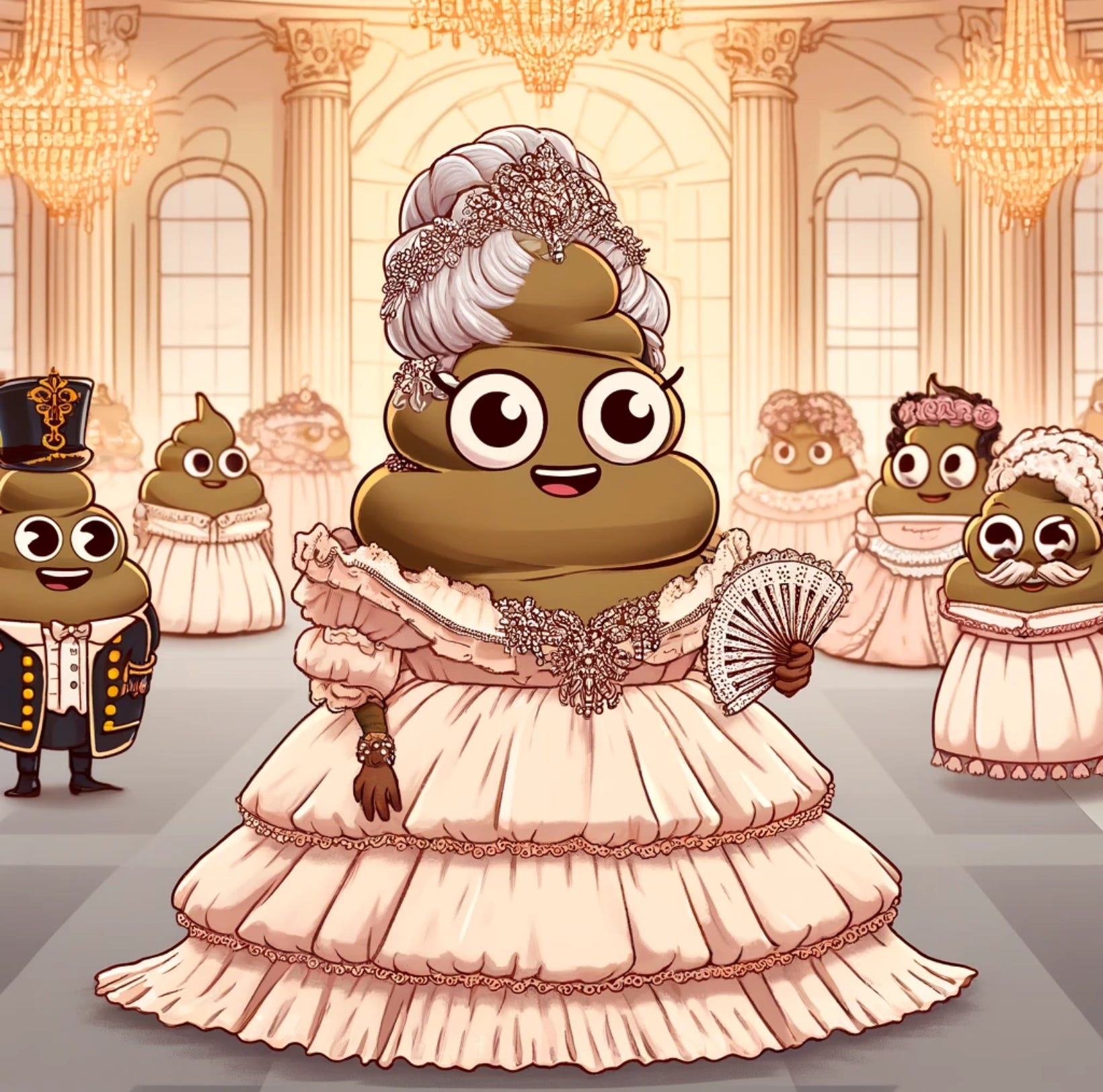 Poop #141.Lady Poopington waltzes to victory at the Grand Ball using her unique ‘scented’ strategy!