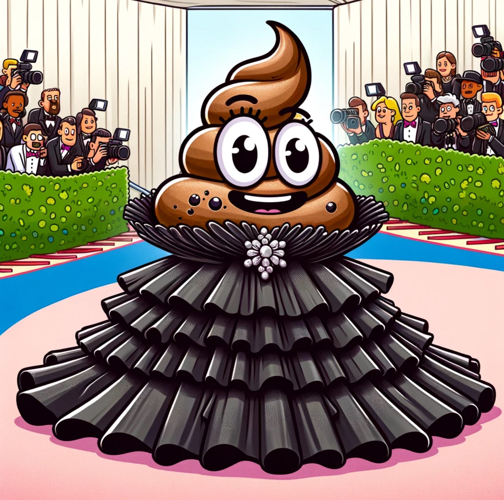 Poop #129. Cardi Bowel saves the Met Gala with her toilet paper gown turned umbrella!