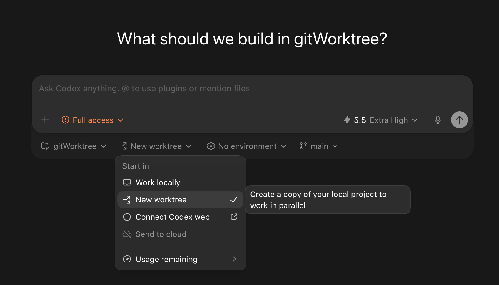 Git worktree and Codex