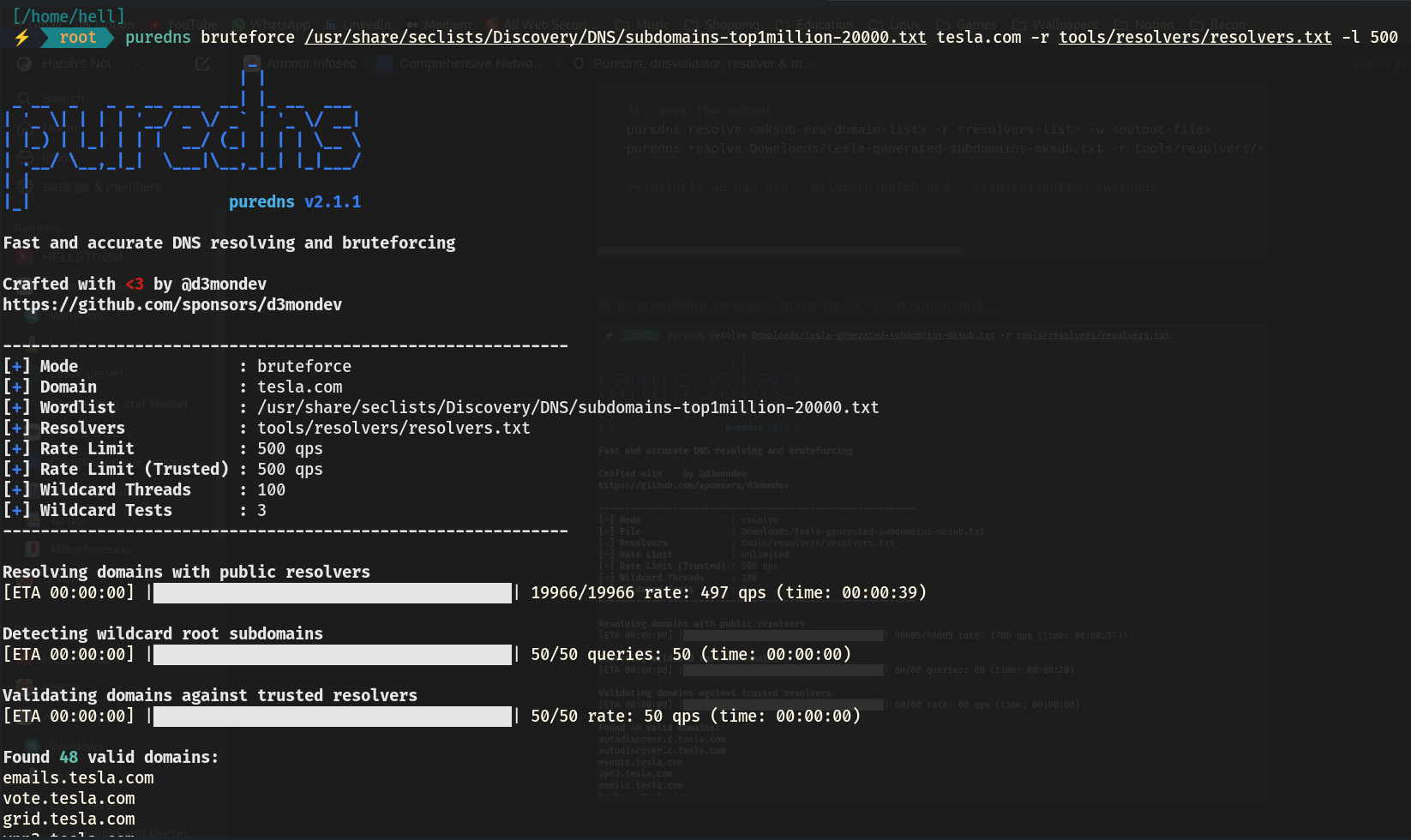 Puredns, dnsvalidator, resolver & mksub