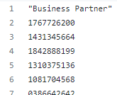 Possible Data from SAP