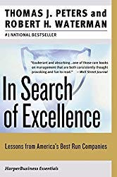 Imagem do Livro "In Search of Excellence" do escritor Thomas j. Peters. Uma excelente dica de leitura para 2019