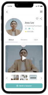 Navigation through the third solution: A review section to enable users to efficiently review other clients’ overall experiences with the therapist.