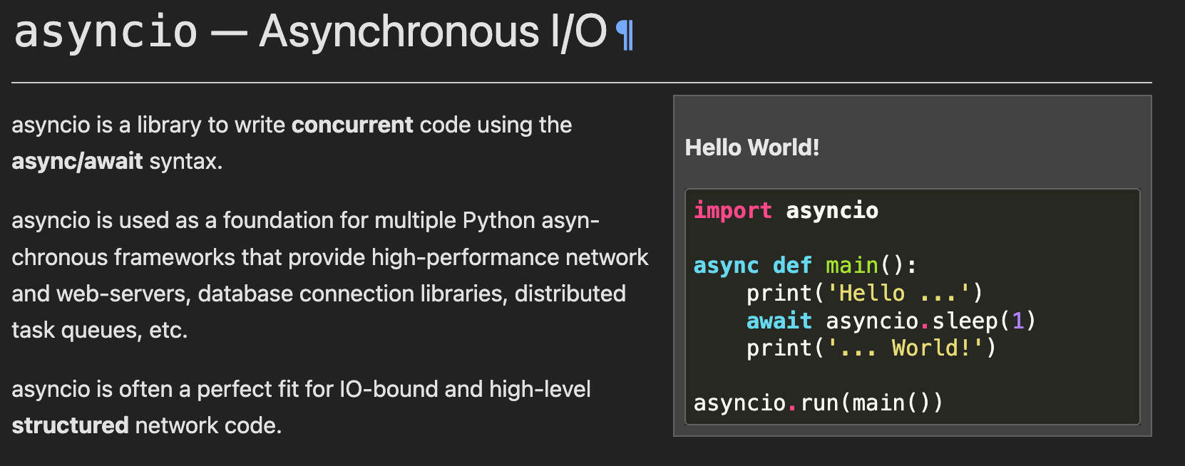 Python asyncio for dummies