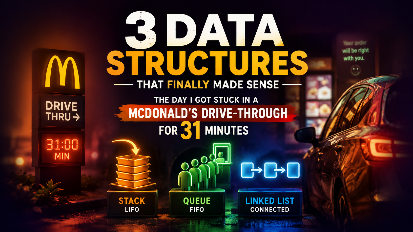 3 Data Structures That Finally Made Sense the Day I Got Stuck in a McDonald’s Drive-Through for 31…