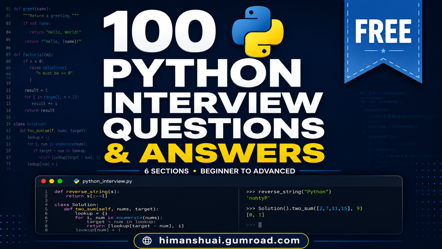 100 PYTHON INTERVIEW QUESTIONS & ANSWERS