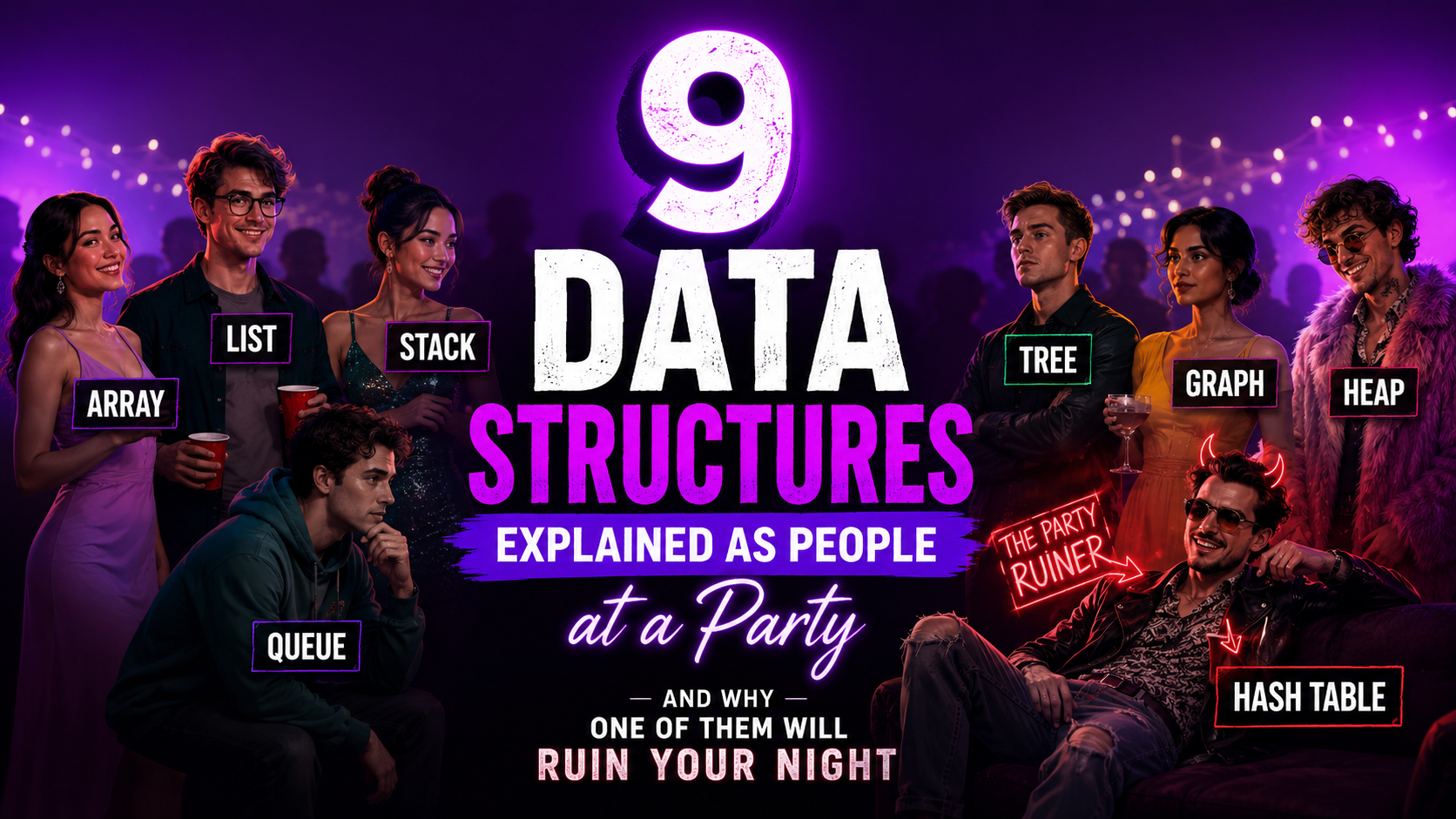 9 Data Structures Explained as People at a Party — and Why One of Them Will Ruin Your Night