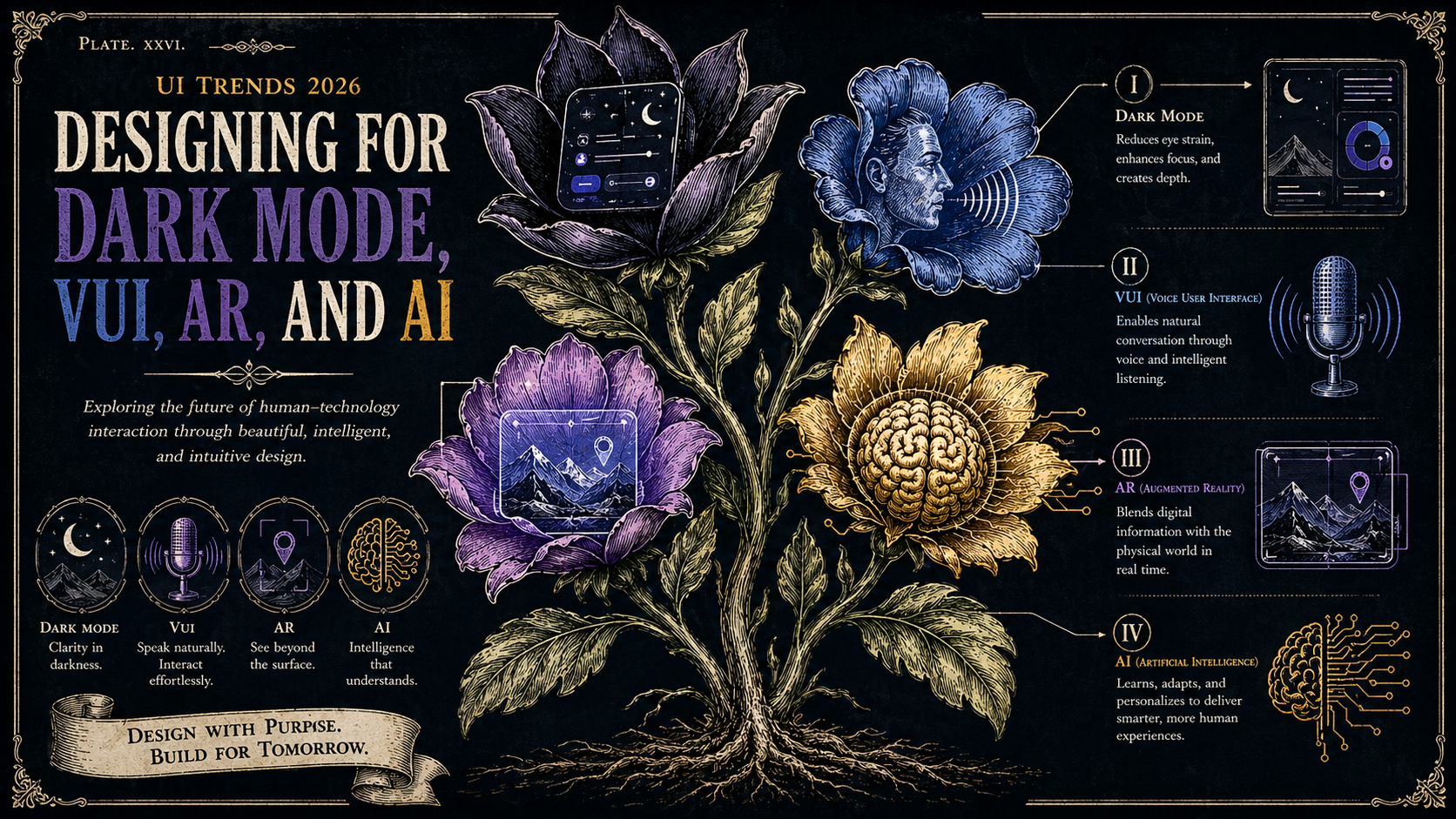 UI Trends 2026: Designing for Dark Mode, VUI, AR, and AI