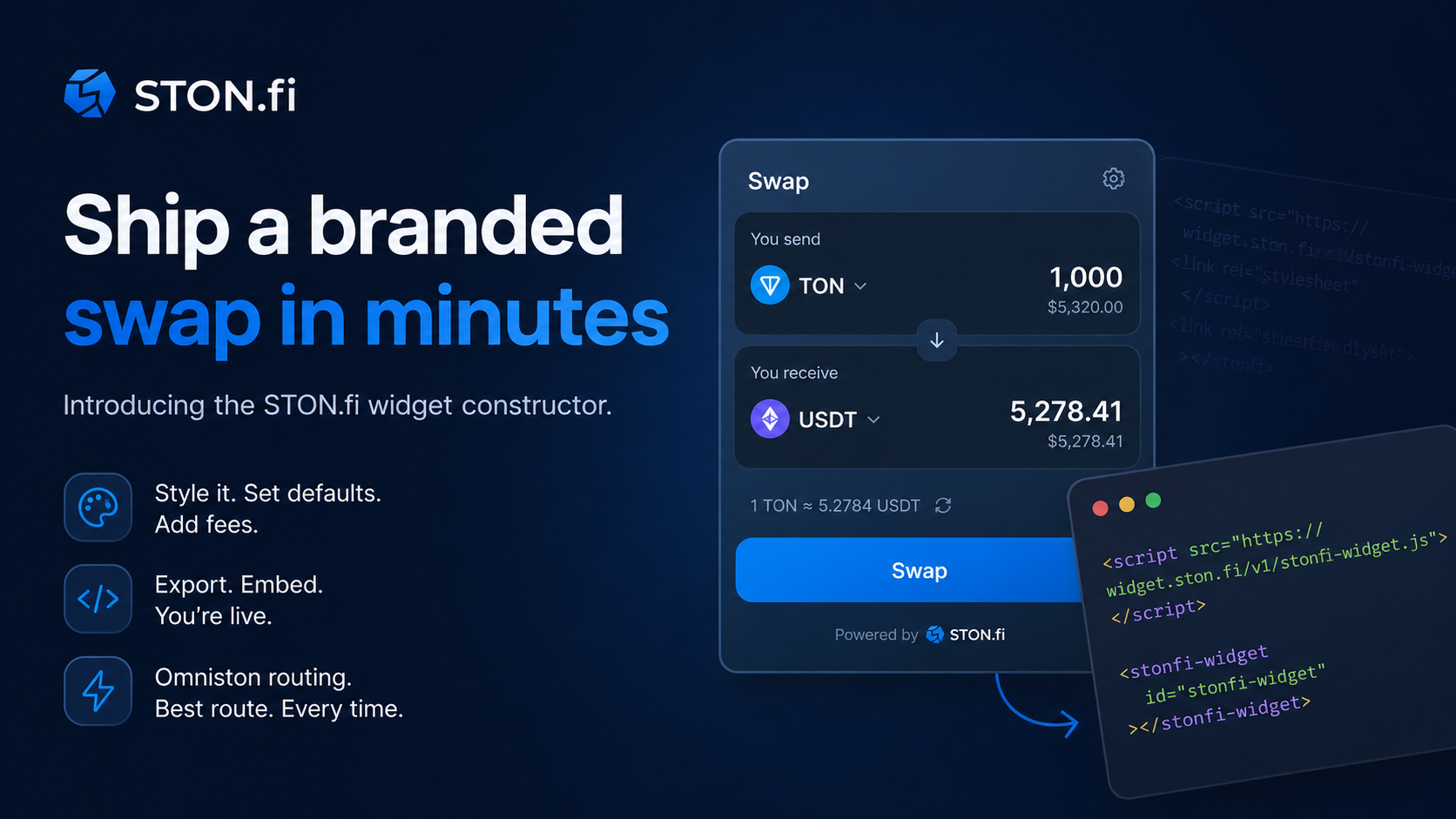 STON.fi Widget Constructor: Bringing Swap Execution Closer to Everyday Interfaces.