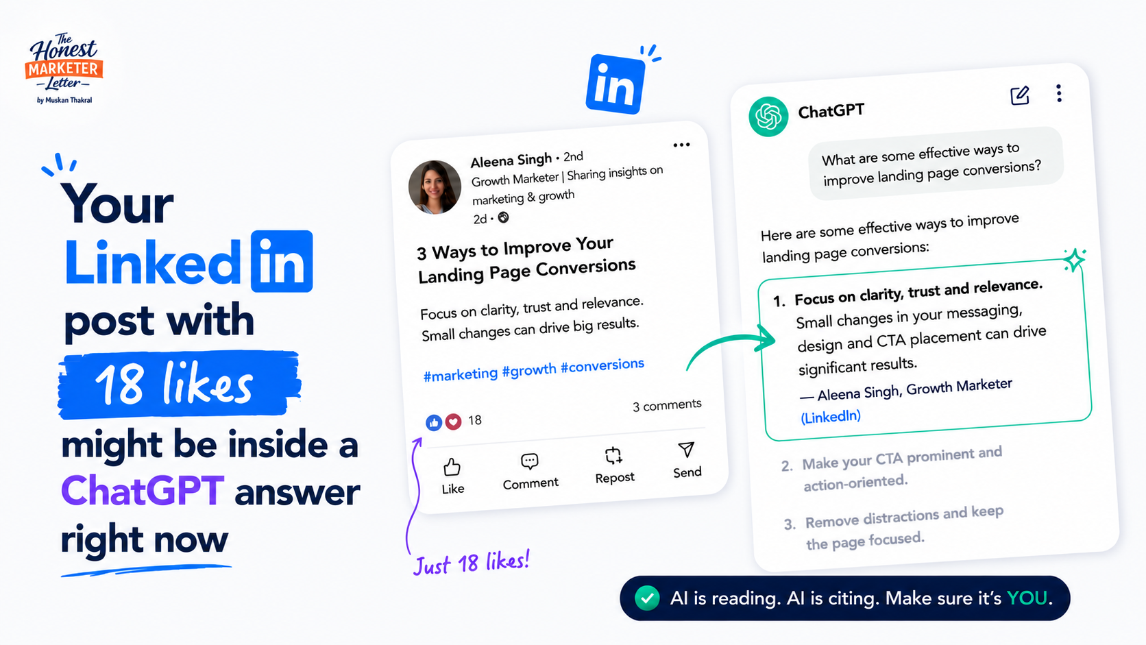 Your LinkedIn post with 18 likes might be inside a ChatGPT answer right now