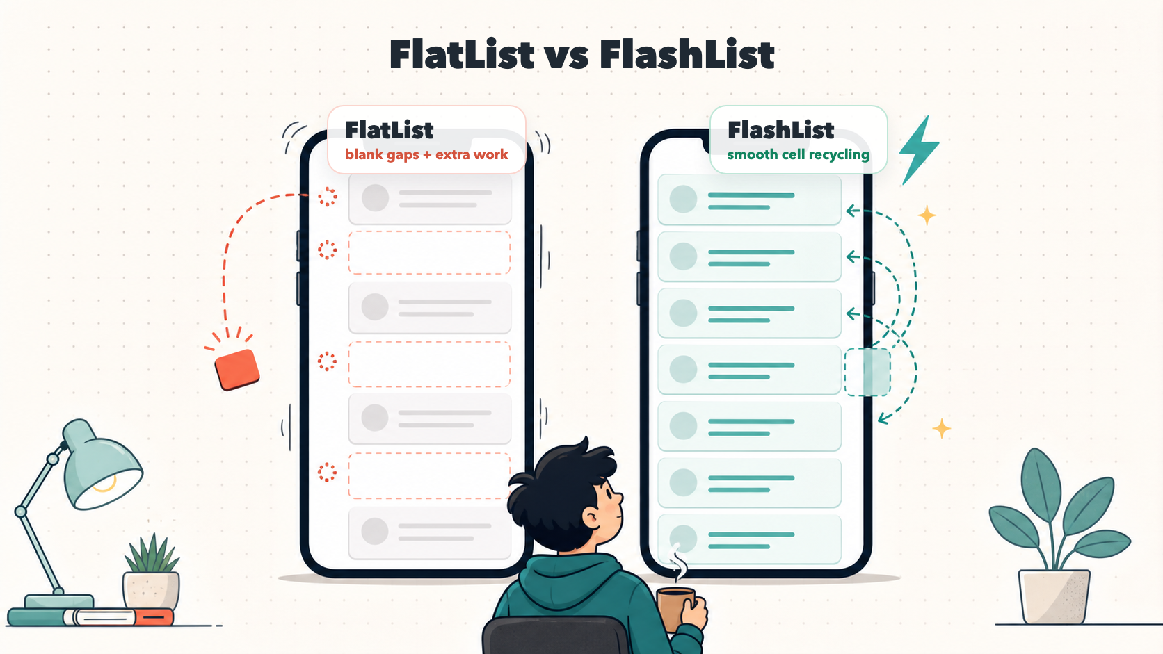 FlashList vs FlatList in React Native: A Simple Visual Guide for Better List Performance