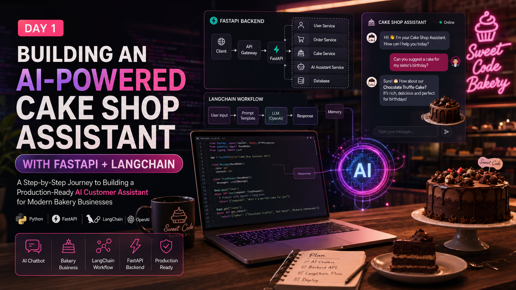 Building an AI-Powered Cake Shop Assistant with FastAPI + LangChain — Day 1