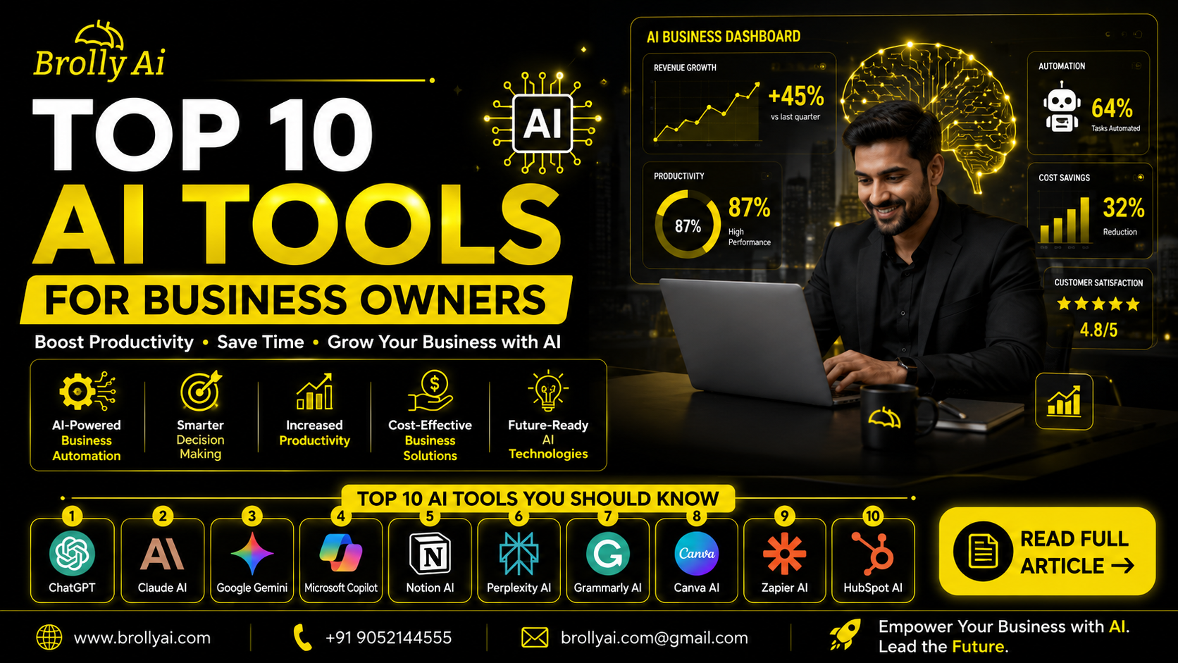 Top 10 AI Tools for Business Owners