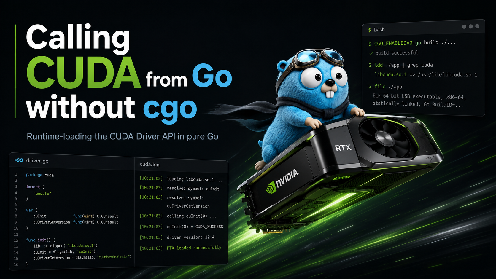 Calling CUDA from Go without cgo