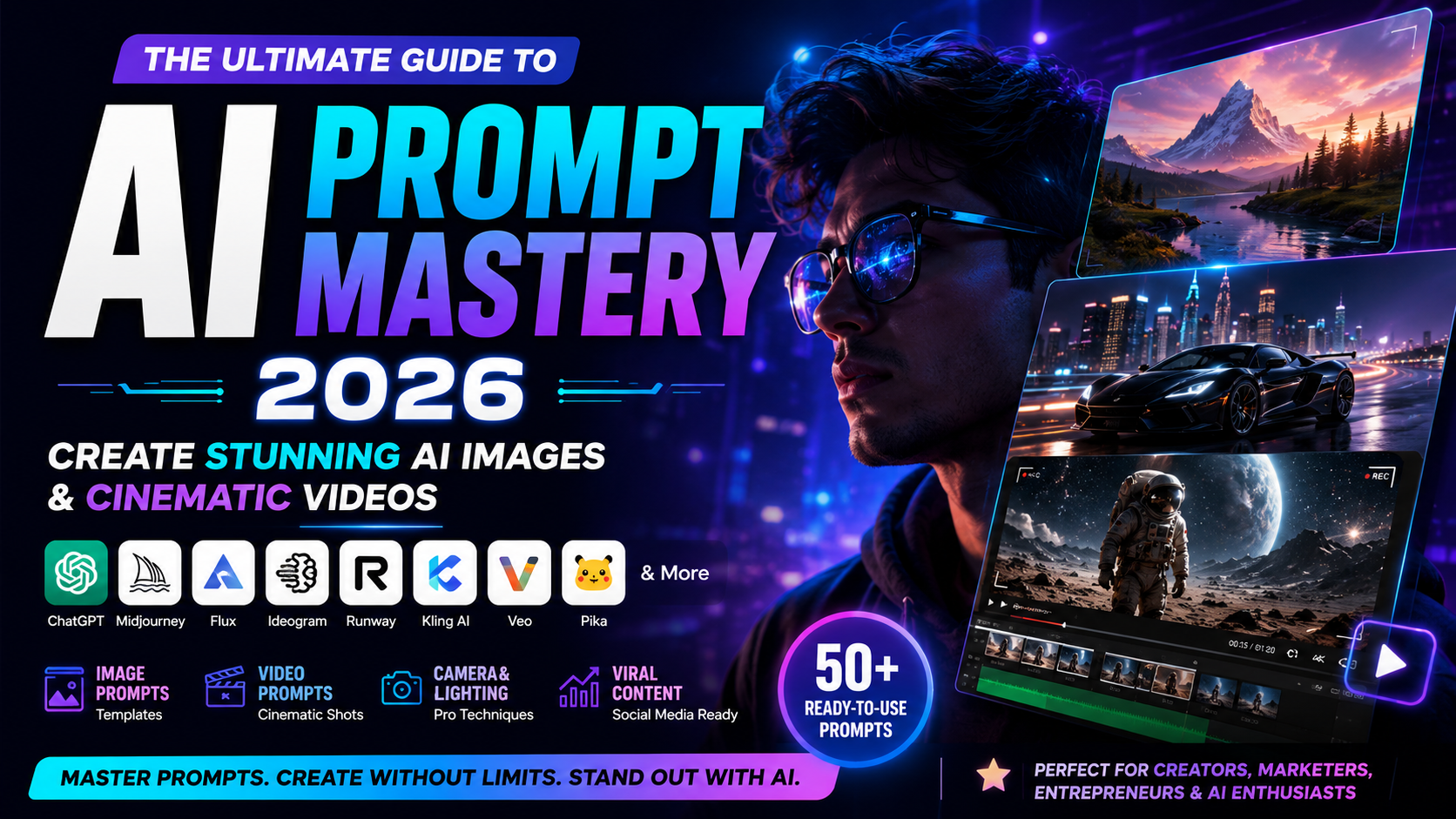 100 Best AI Prompts for 2026: Create Stunning Images, Videos & Content in Seconds