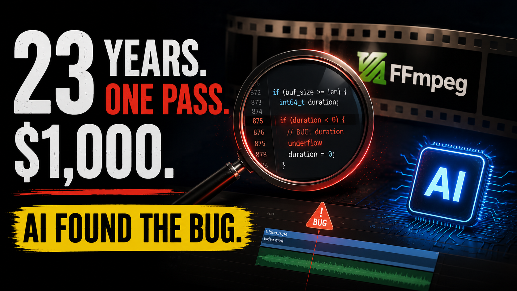 A bug sat in FFmpeg for 23 years. An AI found it in one pass for about a thousand dollars.
