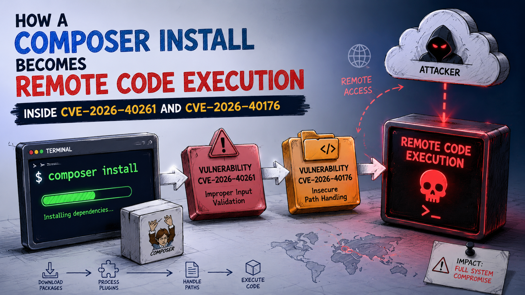How a composer install Becomes Remote Code Execution: Inside CVE-2026–40261 and CVE-2026–40176