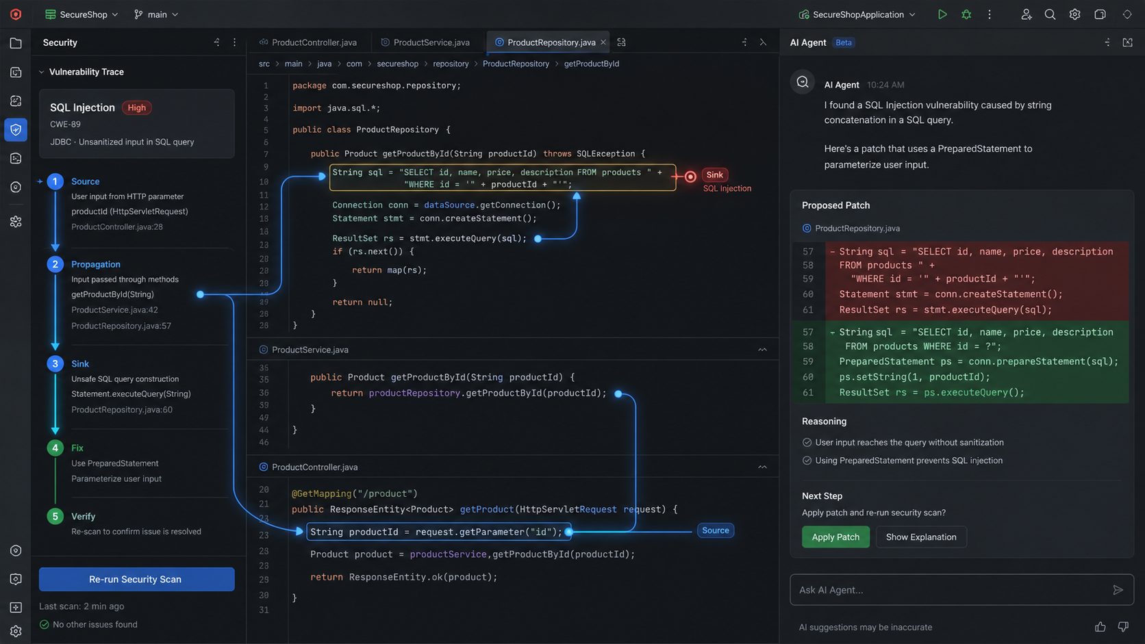Your AI Agent Fixed the SQL Injection. Did It Trace the Entire Vulnerability?
