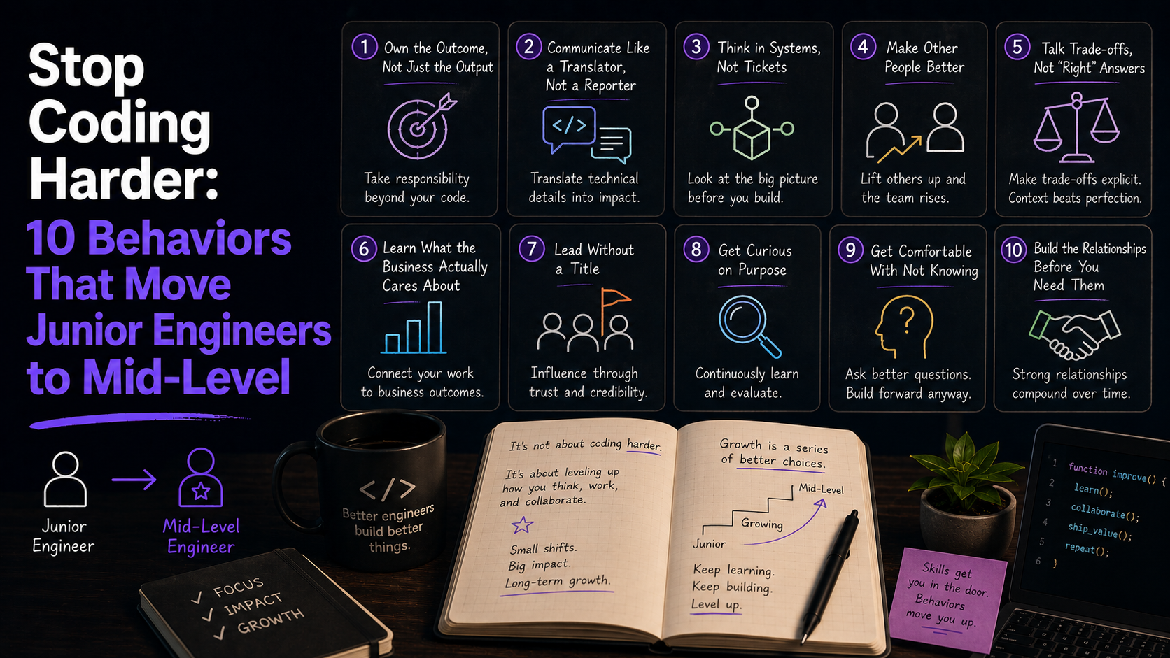 Stop Coding Harder: 10 Behaviors That Move Junior Engineers to Mid-Level