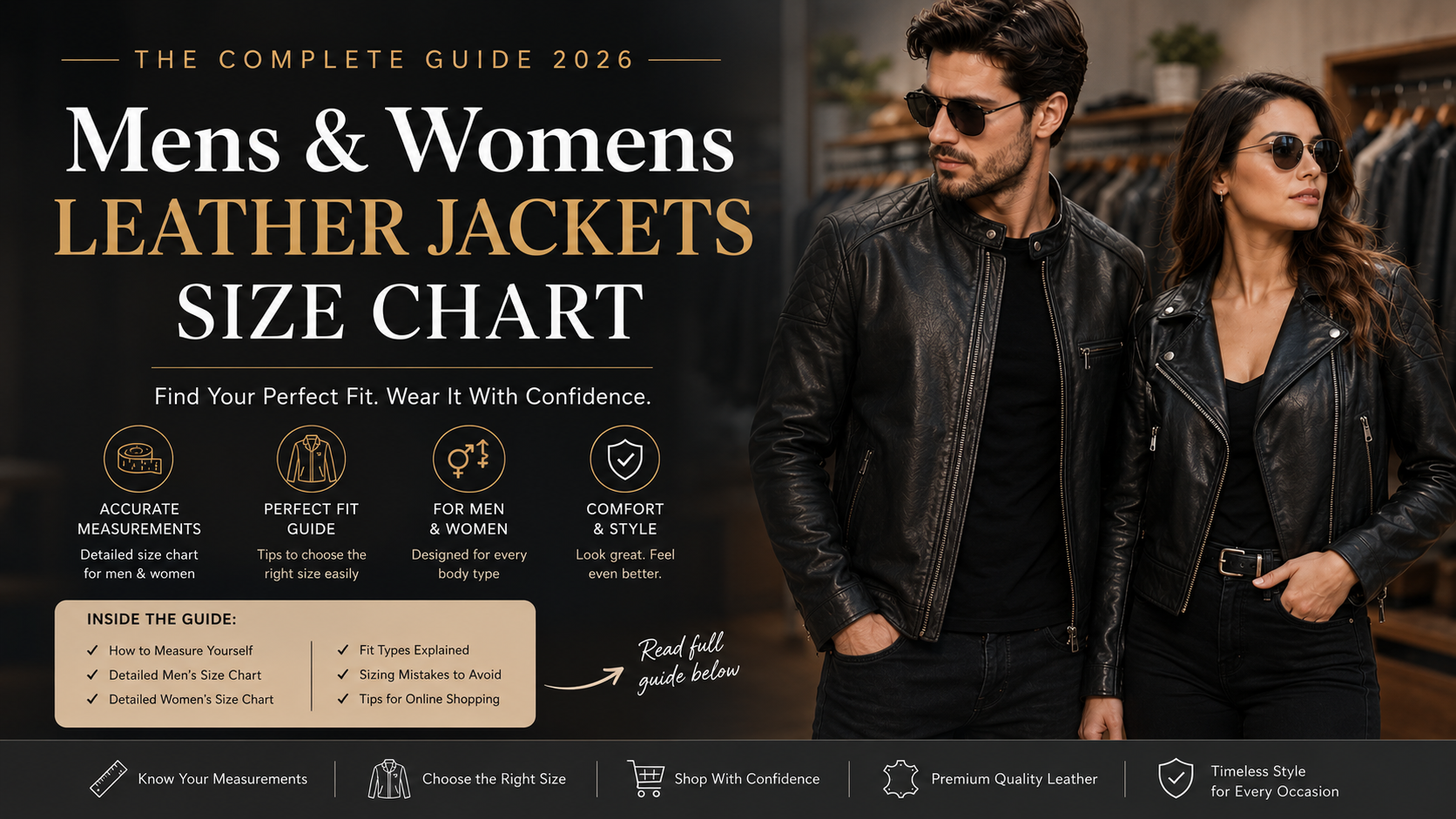 Mens and Womens Leather Jackets Size Chart — Complete Guide 2026