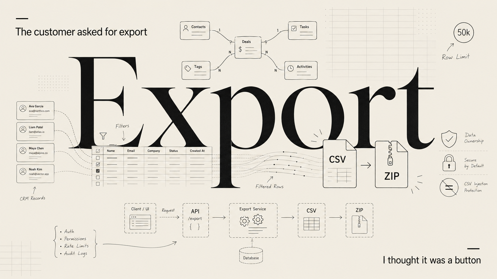 The Customer Asked For Export their data, I Thought It Was A Button