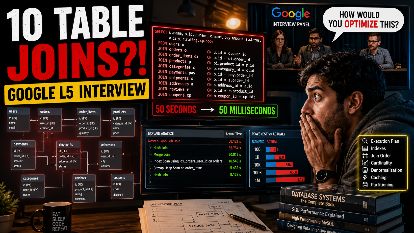 Google Asked Me How to Optimize a Query Joining 10 Tables. What They Really Wanted Shocked Me.