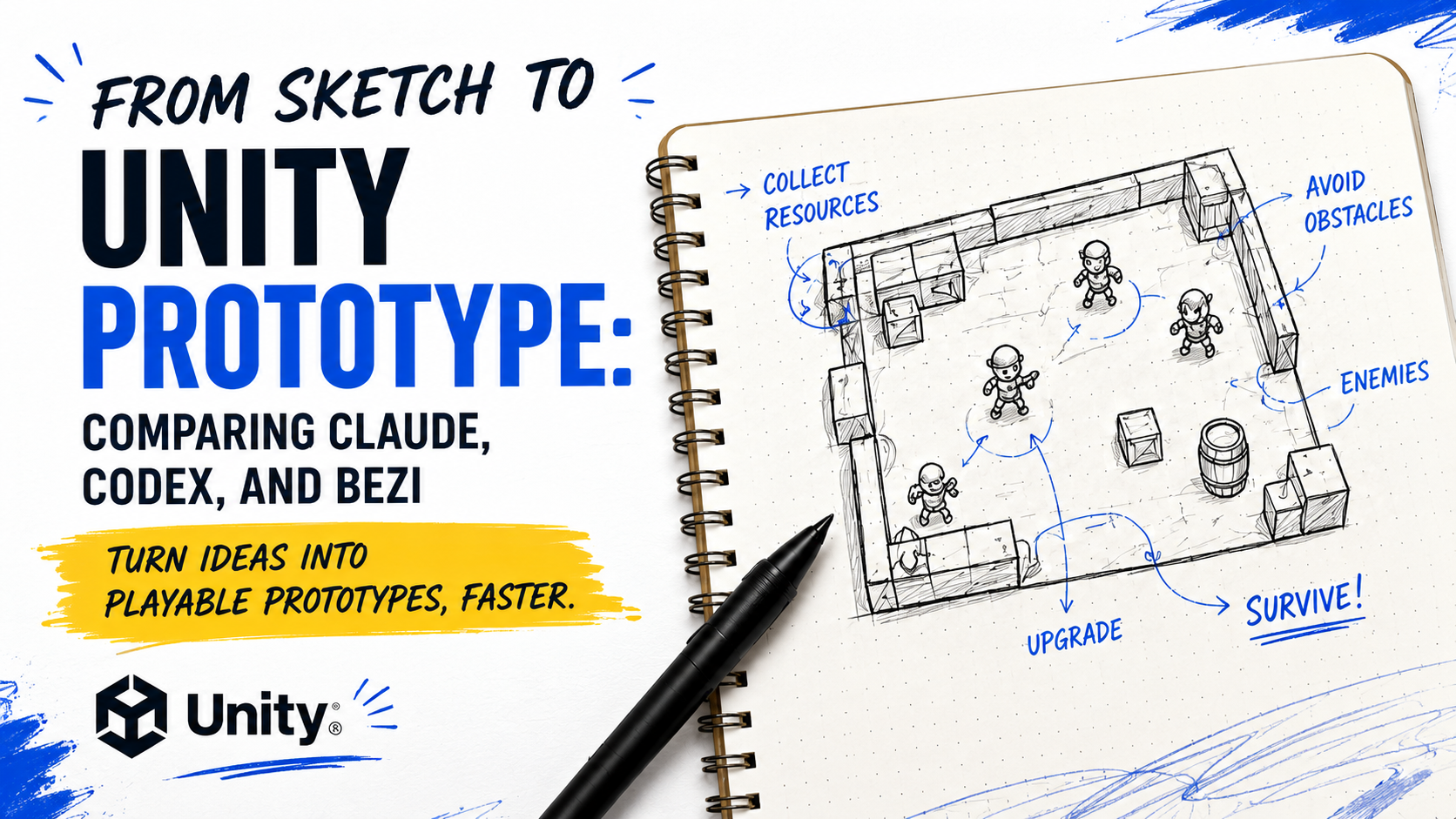 From Sketch to Unity Prototype: Comparing Claude, Codex and Bezi