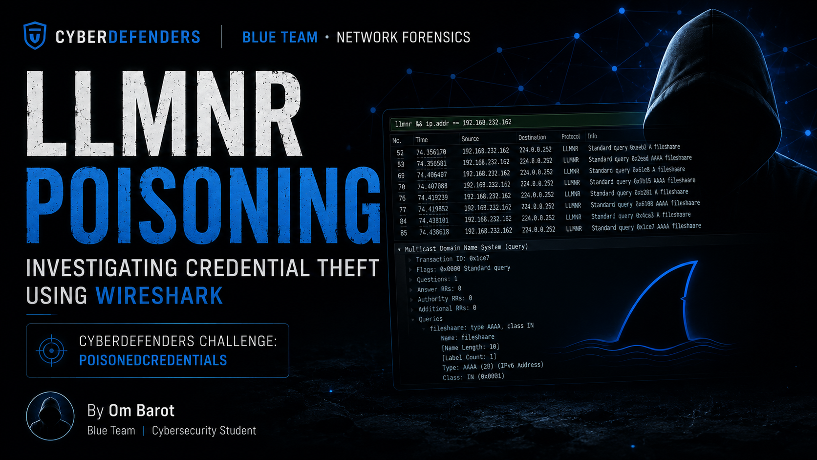 Investigating an LLMNR Poisoning Attack Using Wireshark | CyberDefenders PoisonedCredentials…