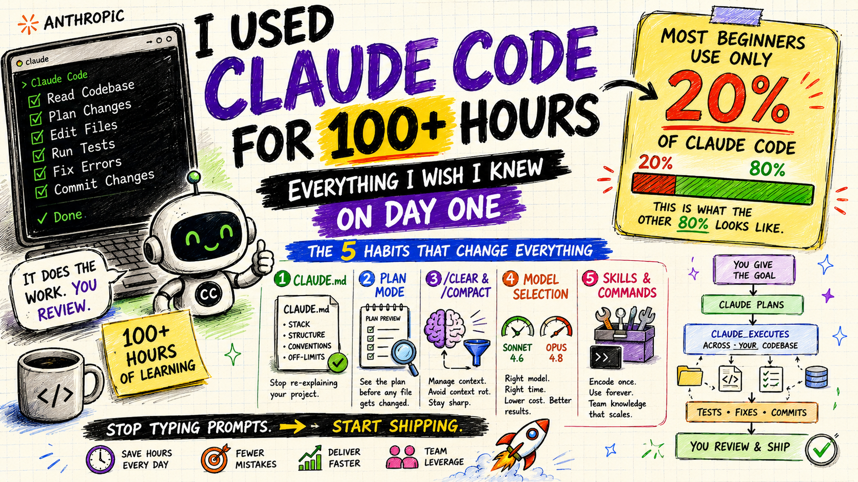 I Used Claude Code for 100+ Hours. Here Is Everything I Wish I Knew on Day One.
